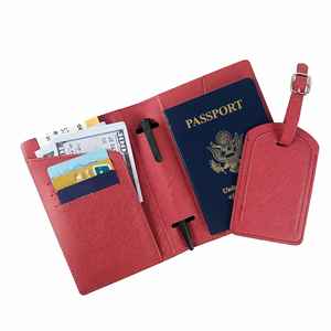 Juego de Clip para Pasaporte y Etiqueta de Identificación de Cuero PU con Logotipo Personalizado, Funda Protectora de Cuero PU con Diseño de Avión para Viajes - Product Image 6