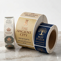Rouleau d'étiquettes autocollantes personnalisées en feuille d'or, imperméables, en vinyle, impression de logo pour l'emballage de pots et flacons de cosmétiques et de parfums