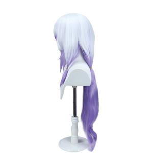 Jeu Honkai: Star Rail Black Swan <span class=keywords><strong>Cosplay</strong></span> Perruque longue et droite en cheveux blancs et violets GAHC-008 - Product Image 3