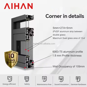 Aihan hiện đại tích hợp ban công hệ thống cửa sổ cố định sàn đến trần Tempered <span class=keywords><strong>Glass</strong></span> nhiệt phá vỡ nhôm phòng tắm nhà bếp - Product Image 3
