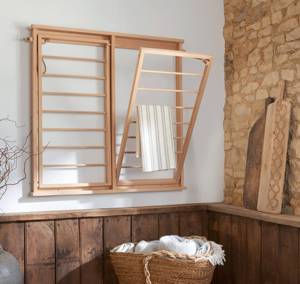 Porte-manteau mural rustique avec égouttoir pour <span class=keywords><strong>linge</strong></span>, séchoir mural pour buanderie - Product Image 5