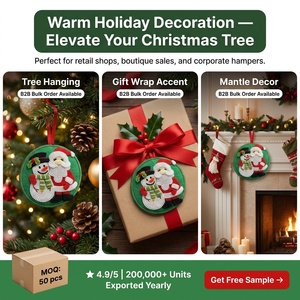 Adornos Navideños Personalizados con Cuentas, Hechos a Mano con Precisión, Adorno de Fieltro Verde con Borde Detallado, Colgante de Papá Noel y Muñeco de Nieve - Product Image 4