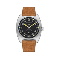 Montre mécanique 38 mm avec cadran à aiguilles, bracelet en cuir 20 mm, date automatique - Durable