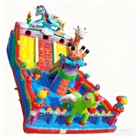 Château gonflable coloré écologique à prix d'usine, combo double toboggan, capacité de 500 kg, taille personnalisable pour le plaisir en famille