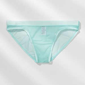 Slip da <span class=keywords><strong>Uomo</strong></span> Ultra Sottile Trasparente in Rete Lavorata a Maglia a Vita Bassa, Lingerie Intima Sexy con Logo in Tessuto Gauze - Product Image 3