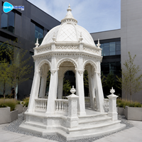 Pavillon de jardin en marbre blanc sculpté à la main, structure extérieure classique écologique pour villa, domaine, mariage, aménagement paysager