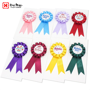 Birthday Ribbon Corsage For Kids Party Decorations Round Plastic Badge Birthday Boy Girl Theme Indoor Use Wholesale - Product Image 5