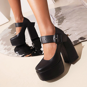 Chaussures à plateforme orange pour femmes, talons épais sexy pour femmes - Product Image 3