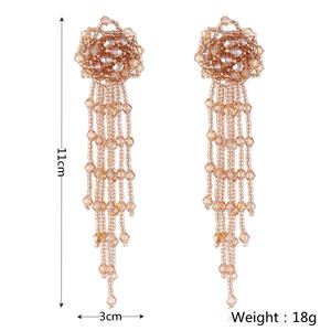 Boucles d'oreilles en perles longues faites à la main en cristal élégant pour femme - Product Image 2