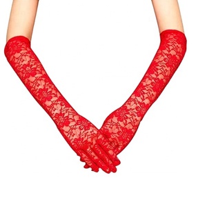 Gants de mariée en <span class=keywords><strong>satin</strong></span> respirant en polyester, longs, à doigts complets, avec dentelle et sequins, pour femme, de haute qualité, en stock - Product Image 1