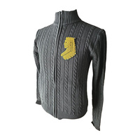 Vente en gros personnalisé 100% coton Alpha fraternité vêtements grecs Zip Chenille brodé Patch lettre Cardigan câble hommes de haute qualité