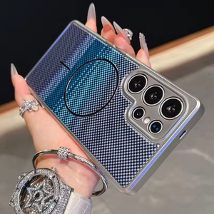 Fundas para Teléfono <span class=keywords><strong>de</strong></span> PC con Diseño <span class=keywords><strong>de</strong></span> Fibra <span class=keywords><strong>de</strong></span> Carbono y Recubrimiento <span class=keywords><strong>de</strong></span> Color para <span class=keywords><strong>Samsung</strong></span> Galaxy S24 S25 Ultra, Carga Magnética, Resistentes a Impactos - Product Image 1