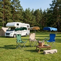 Chaise de camping portable et légère YX-B1-81 avec auvent, poche latérale et installation facile à ouvrir/fermer