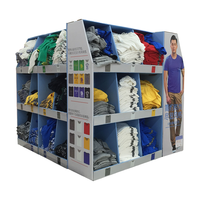 Étagère d'affichage de vêtements en carton, pliable, unité d'affichage personnalisée imprimée, vente en gros, présentoir de vêtements en papier ondulé