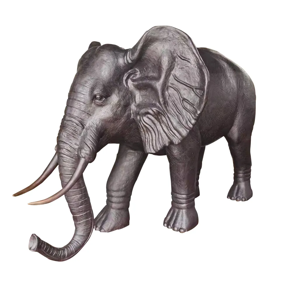 פסל פיל ברונזה בגודל טבעי חיצוני פסל גן חיות בר ממתכת גדול