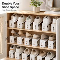 Organisateur de chaussures réglable à 3 niveaux, économiseur d'espace, empileur de chaussures en plastique pour ballerines, baskets, bottes, placard, armoire, rangement domestique