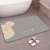 Tapis de porte de salle de bain imprimé doux, absorbant, antidérapant, nettoyable à la aspirateur, séchage rapide, pour toilettes et lavabo