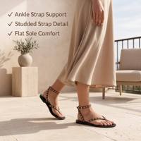 Sandales plates à clous pour femmes, tendance, pour sorties, soirées romantiques, à bout ouvert, en similicuir souple, dessus en PU, style rétro, chaussures d'été, OEM