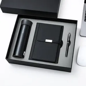 Cuaderno diario personalizado con forro de alta calidad 2024 al por mayor, set de regalo con logotipo impreso, cuaderno A5 con bolígrafo y botella