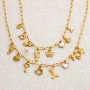 <b>Shell</b> Pearl Necklace Stainless Steel Plated 18k Gold Plated Stainless Steel Jewelry Ins Style Luxury <b>Light</b> Luxury Summer Women - Product Image 1