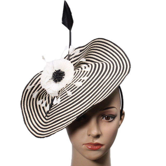 Factory Wholesale Custom  Women Fashion Sinamay Headband Party Decoration Ostrich Quills Fascinators for Wedding