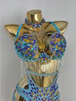 Nuevo Traje Sexy de Samba para Carnaval, Monokini con Pedrería para EDC, Stripper, Rave, Pasatiene, Concurso, Cabaret, Mardi Gras, Showgirl de Vegas