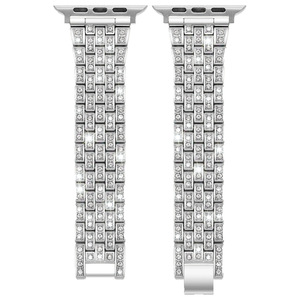 Bracelet de <span class=keywords><strong>montre</strong></span> intelligente en métal brillant avec diamants de luxe Upro pour Apple Watch, compatible avec les charms, pour femmes, compatible avec les modèles Iwatch 8, 7, 6, 5. - Product Image 3