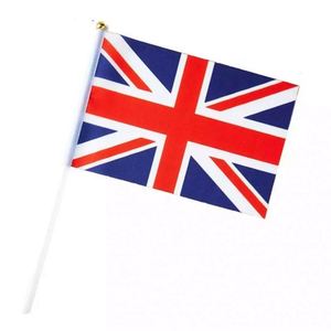In Stock UK Hand <b>Flags</b> with Plastic Pole 20x30cm Polyester Silk Screen Printed Custom Color Promotional Football Party Use - Product Image 1
