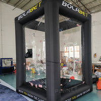 Machine à argent gonflable avec logo imprimé pour les fêtes, jeu de capture d'argent volant, cube, stand pour attraper de l'argent