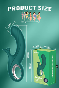 Massaggiatore Rabbit OEM Svakom Raider 20.3CM in Silicone Verde Scuro con Curva a S, 7 Modalità di Spinta e 10 di Vibrazione, IPX5, Ricaricabile USB, per <span class=keywords><strong>Adulti</strong></span> - Product Image 5