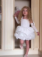 Robe de demoiselle d'honneur de mariage princesse, broderie florale moelleuse, applique, satin lustré, haute couture, fête d'anniversaire, 2026