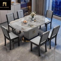 Table à manger rétractable de haute qualité en dalle de roche de luxe italienne, style nordique simple pour appartement