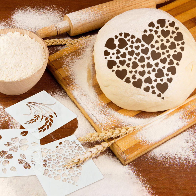 12 Pieces Stencil for Bread making Cake Baking Stencils Set Cooking Tools Painting Templates