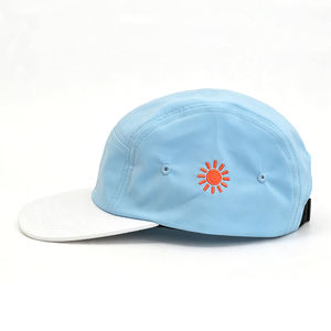 Casquette de camping à 5 panneaux bicolore avec logo brodé en relief 3D personnalisé, en nylon léger, pour le camping et les sports de plein air, à visière plate - Product Image 2