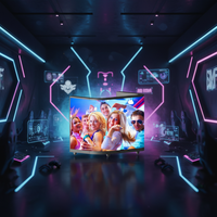 Station de DJ avec écran LED incurvé, table de support, stand portable, écran vidéo LED, écran de mur vidéo, stand de DJ avec flight case