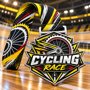Medallas al por mayor de fábrica, de aleación de zinc, premio 3D dorado, medalla de ciclismo, medallas deportivas de metal personalizadas con cinta. - Product Image 1