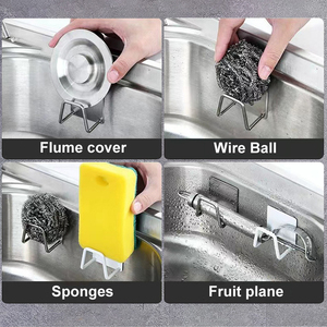 Gancio autoadesivo in acciaio inossidabile porta spugna bagno cucina gancio quadrato a muro - Product Image 6