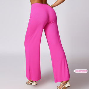 Haute qualité femmes pantalons filetés <span class=keywords><strong>pantalon</strong></span> taille haute Yoga danse <span class=keywords><strong>pantalon</strong></span> vêtements de sport décontracté ample femmes pantalons à jambes larges - Product Image 5