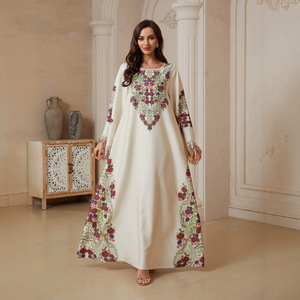 <span class=keywords><strong>Abaya</strong></span> OEM/ODM transfrontalière à col en V avec motif imprimé, robe longue de style Golfe de haute qualité, robe longue à motif floral, style Dubaï - Product Image 2