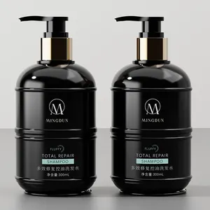 Emballage de bouteille de shampooing noir en plastique vide 250ml 500ml 800ml 1L bouteille de lavage de corps de conditionneur