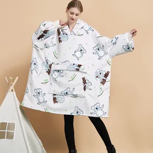 Cina fabbrica ultra peluche coperta oversize felpa con cappuccio donne adulte coperta indossabile oversize coperta con cappuccio in pile sherpa adulti