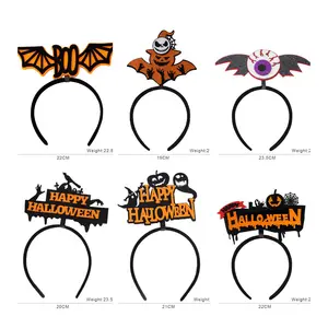 BAIGE Happy Halloween Wholesale Headbands Party Decorations Pumpkin Bat Kids Headwear Children Hair Bands