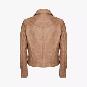 Vestes en cuir de luxe personnalisées pour femme, vente en gros, couleur marron sur mesure - Product Image 4