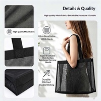 Grand sac fourre-tout de plage réutilisable en maille respirante en nylon pour les voyages, la plage et les courses