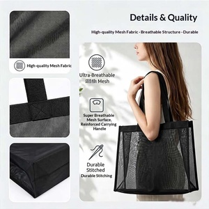 Large Reusable Mesh Beach Tote Bag Breathable Nylon Net Shopping Bag For Travel Beach And Grocery Use - Product Image 3