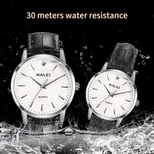 Montre à quartz originale HALEI pour homme, nouveau modèle, bracelet en cuir, cadran analogique blanc, style élégant, mouvement japonais - Product Image 6