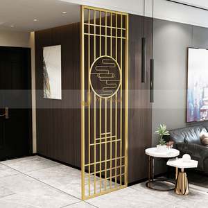 Biombo Personalizado para Sala de Estar, Estilo Art Deco, Corte Láser, Acero Inoxidable Dorado, Impermeable, Translúcido, Multifuncional - Product Image 4