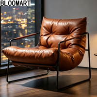 Fauteuil inclinable moderne et simple en métal avec dossier et mousse élastique haute densité pour la maison, le salon ou la maison d'hôtes