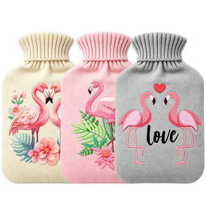 Bolsas de Agua Caliente de Goma, Bolsas de Agua Caliente Médicas, Venta al por Mayor de Botellas de Agua Caliente, Funda de Flamingo Personalizada Suave - Product Image 1