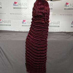 Perruques Lace Front 13x4 99J en Cheveux Humains, Densité 180%, Dentelle Transparente, Pré-Pluckées, 4 Textures Disponibles - Product Image 4